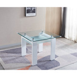 Tempered Glass Top Square Double-Layer Dining Table with MDF Legs W1241S00054
