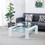 Tempered Glass Top Square Double-Layer Coffee Table with MDF Legs W1241S00064