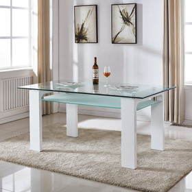 Double-Layer Tempered Glass Rectangular Dining Table W1241S00065
