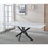 Rectangle MDF Dining Table, Printed Marble Table Top and Black Metal Base W1241S00161