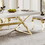 MDF with Gold Finish Corner Top Dining Table, Gold Finish Stainless Steel Base W1241S00248