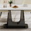 0.47" Thick Sintered Stone Composite Tempered Glass Top Rectangular Dining Table with Black Stainless Steel Base W1241S00252