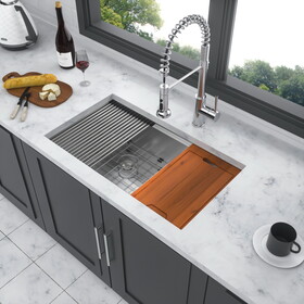 Double Bowl(60/40) Undermount Sink- 30"x19" Double Bowl Kitchen Sink 16 Gauge with Two 10" Deep Basin W1243102457