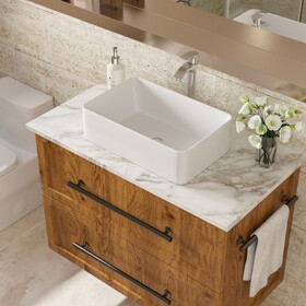 21"x14" White Ceramic Rectangular Vessel Bathroom Sink W1243102474