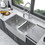 Double Bowl (60/40) Farmhouse Sink - 33"x21"x10" Stainless Steel Apron Front Kitchen Sink 16 Gauge with Two 10" Deep Basin W1243122100