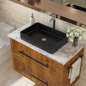 24"x16" Black Ceramic Rectangular Vessel Bathroom Sink W1243124922