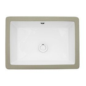 22"x15.5" White Ceramic Rectangular Undermount Bathroom Sink with Overflow