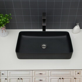 24"x13.5" Black Ceramic Rectangular Vessel Bathroom Sink