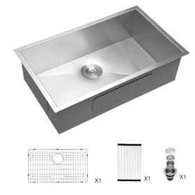 32 inch Undermount Sink - 32"x19"x9" Undermount Stainless Steel Kitchen Sink 18 Gauge 9 inch Deep Single Bowl Kitchen Sink Basin W1243136698