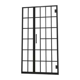 Shower Door 34" W x 72" H Single Panel Frameless Fixed Shower Door, Open Entry Design in Matte Black W124366447