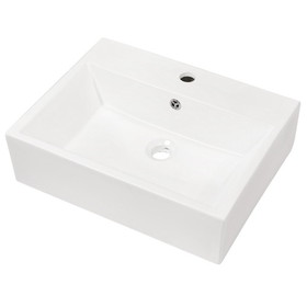 21"x16" White Ceramic Rectangular Wall Mounted Bathroom Sink with Faucet Hole and Overflow W124366949