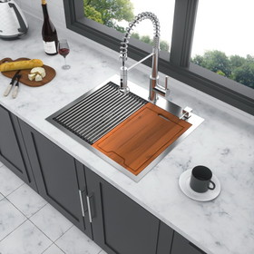 25 inch Drop Kitchen Sink - 25 "x 22" Kitchen Sink Stainless Steel 16 Gauge Workstation Sink Drop-in Topmount Single Bowl Kitchen Sink W124368436