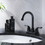 4 inch 2 Handle Centerset Bathroom Faucet,with Pop up Drain and 2 Water Supply Lines,Matte Black W124372192