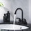4 inch 2 Handle Centerset Bathroom Faucet,with Pop up Drain and 2 Water Supply Lines,Matte Black W124372192