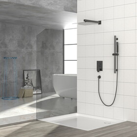 10" Rain Shower Head Systems,with 26.18 inch Adjustable Angle Slide Bar,Matte Black,Wall Mounted shower