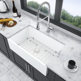 White Farmhouse Sink - 36 inch White Ceramic Single Bowl Farm Kitchen Sink W1243P147708