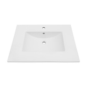 30.2"x18.5" White Rectangular Single Vanity Top with 1 Faucet Hole and Overflow (Sink Only) W1243P168731