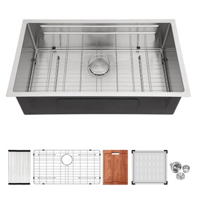 33" Undermount Kitchen Sink - 33*19 inch Single Bowl 16 Gauge Stainless Steel Ledge Workstation Kitchen Sinks W1243P195588