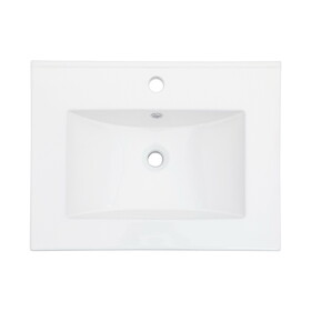 24"x18" White Rectangular Single Vanity Top with 1 Faucet Hole and Overflow(Sink Only) P-W1243P168724