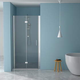30"W x 72"H Fold Frameless Shower Door with Tempered Glass, Chrome W1243P198242