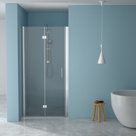 32"W x 72"H Fold Frameless Shower Door with Tempered Glass, Chrome W1243P198245