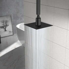 8" Square Rain Shower Head, Ultra-Thin Design 304 Stainless Steel Ceiling Shower Head, Wall/Ceiling Mounted, Black W1243P306951