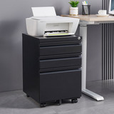 Mobile File Cabinet with 3 Drawer, Black W124742513
