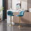 Set of 2 Bar Stools,with Chrome Footrest and Base Swivel Height Adjustable Mechanical Lifting Velvet + Golden Leg Simple Bar Stool-Baby Blue W124956122