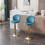 Set of 2 Bar Stools,with Chrome Footrest and Base Swivel Height Adjustable Mechanical Lifting Velvet + Golden Leg Simple Bar Stool-Baby Blue W124956122