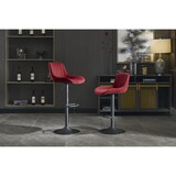 Chrome Footrest and Base Swivel Height Adjustable Mechanical Lifting Velvet + Blackening Leg Simple Bar Stool,Set of 2,Red W1249P253969