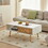 41.34" Rattan Coffee table, sliding door for storage, solid wood legs, Modern table for living room,White W1265107718