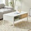 40.16" Rattan Coffee table, sliding door for storage, metal legs, Modern table for living room, white W1265121740