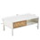 40.16" Rattan Coffee table, sliding door for storage, metal legs, Modern table for living room, white W1265121740