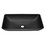 Matte Shell Glass Rectangular Vessel Bathroom Sink in Black with Faucet and Pop-Up Drain in Matte Black W1272103512