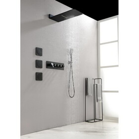Wall Mounted Waterfall Rain Shower System with 3 Body Sprays & Handheld Shower W1272120068