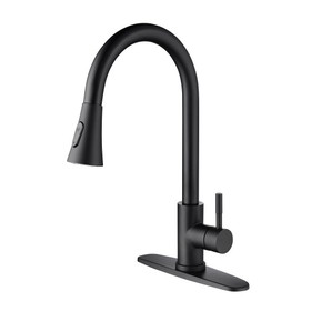 Single Handle High Arc Brushed Nickel Pull Out Kitchen Faucet, Single Level Stainless Steel Kitchen Sink Faucets with Pull Down Sprayer W127264935