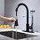 Single Handle High Arc Brushed Nickel Pull Out Kitchen Faucet, Single Level Stainless Steel Kitchen Sink Faucets with Pull Down Sprayer W127264937