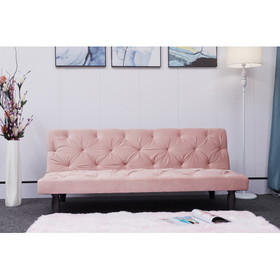 2534B Sofa Converts Into Sofa Bed 66" Pink Velvet Sofa Bed Suitable for Family Living Room, Apartment, Bedroom