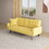 1730 Sofa Bed Armrest with Nail Head Trim with Two Cup Holders 72" Yellow Velvet Sofa for Small Spaces