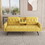 1730 Sofa Bed Armrest with Nail Head Trim with Two Cup Holders 72" Yellow Velvet Sofa for Small Spaces