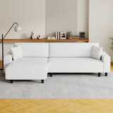 The 93-inch beige corduroy sofa bed comes with two pillows to fit in the living room and the apartment is not overcrowded P-W1278S00023