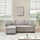 This 80-inch gray corduroy L-shaped sofa comes with two small throw pillows that can be converted into a sofa bed for storage W1278S00027