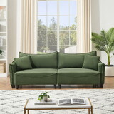 2345 green corduroy fabric, sofa can be converted into a sofa bed with two throw pillows, suitable for living room and other scenes P-W1278S00038