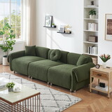 24005 green teddy velvet fabric, with 3 pillows, three-person sofa can be placed in the living room and other scenes W1278S00049