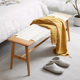 Design Natural Oak Wood Dining Bench Bed Bench for Dining Room, Bedroom, Bathroom (White) W128352202