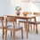 Natural solid oak round corner diagonal leg telescopic table 1.2-1.6m, for 6-8 people to meet Dining table wood (light color) W128367492