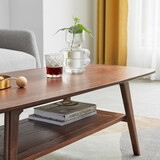 Center Table Low Table 100% Solid Oak Wood Top Plate Desk Coffee Table Width 120 x Depth 56 x Height 44 cm Study Desk Work From Home Easy to assemble Walnut Color Wood with Storage Shelf W1283P146708