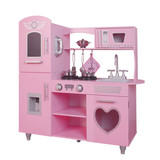 Kids kitchen play set, small and light pink play kitchen W128558192