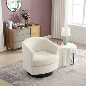 30.7"W Boucle Upholstered Swivel Cuddle Accent Round Barrel Chair Modern Single Sofa, 360 Degree Circle Club Armchair for Nursery Bedroom Living Room Coffe Bar Lounge Hotel. Beige P-W1298140789