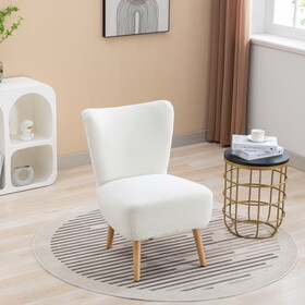 22.50"W Boucle Upholstered Armless Accent Chair Modern Slipper Chair, Cozy Curved Wingback Armchair, Corner Side Chair for Bedroom Living Room Office Cafe Lounge Hotel. Ivory P-W1298141640